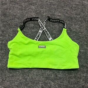 Zumba Fitness Neon Lime Cross-Back Sports Bra